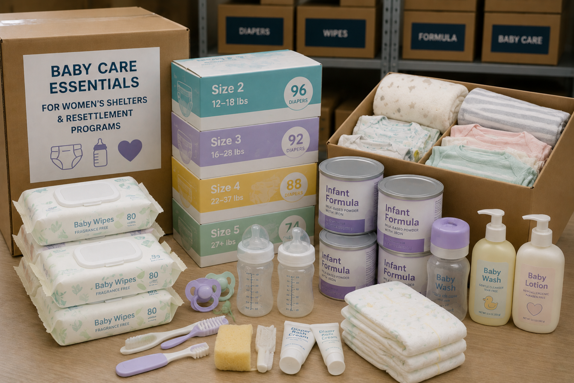 Bulk Baby Care Essentials for Women's Shelters and Resettlement Programs