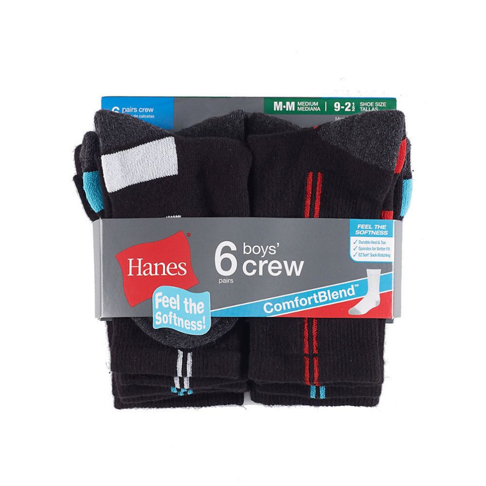 300 Wholesale Hanes Boys Crew Socks Mixed Colors And Sizes at