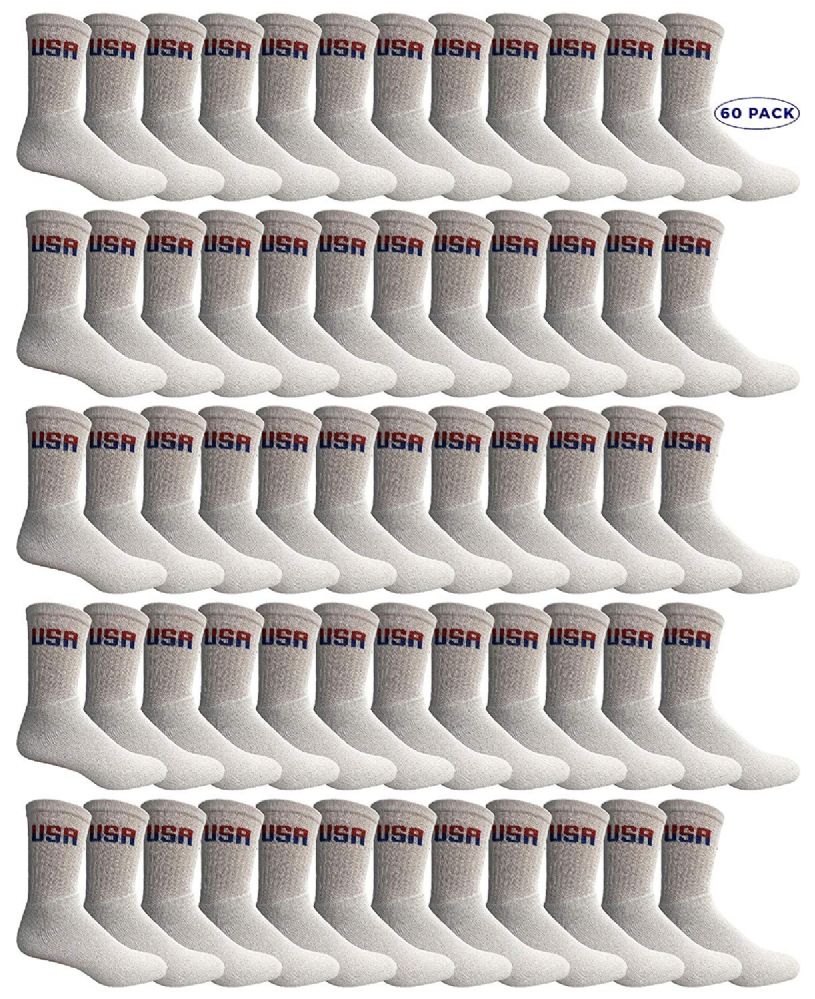 60 Wholesale Yacht & Smith Mens Wholesale Bulk Cotton Socks, Athletic Sport Socks Shoe Size 812