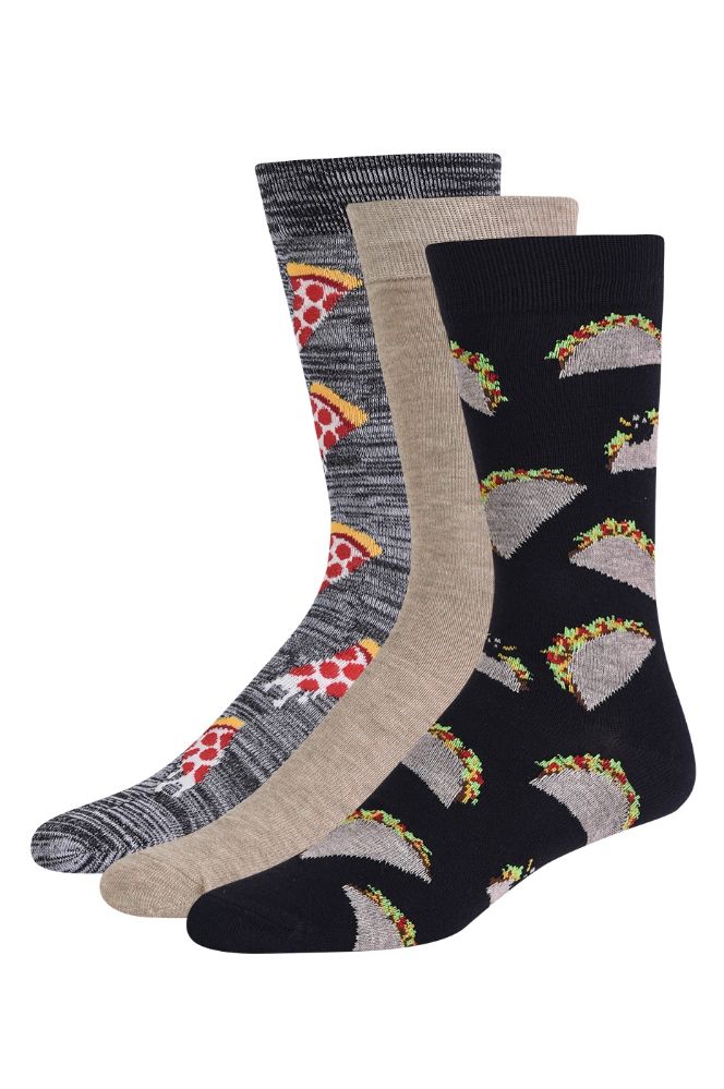 Men’s Novelty Crew Socks – Bacon Or Hot Dog Design – Cushioned Footbed, Size 10-13