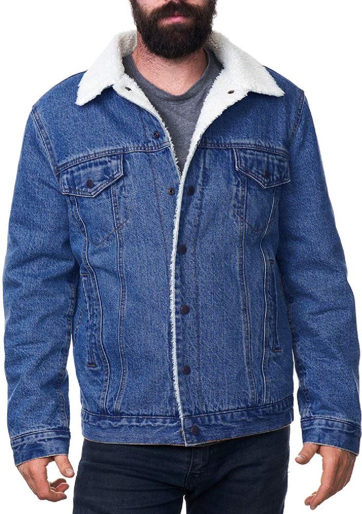 12 Wholesale Mens Denim Sherpa Jacket - at - wholesalesockdeals.com