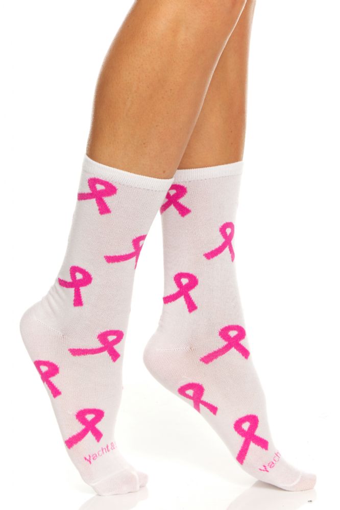 60 Wholesale Pink Ribbon Breast Cancer Awareness Crew Socks For Women Size 9-11 Bulk Buy - at ...