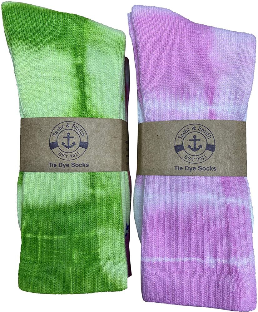 6 Wholesale 6 Pairs Of Mens Tie Dye Cotton Colorful Soft Crew Socks