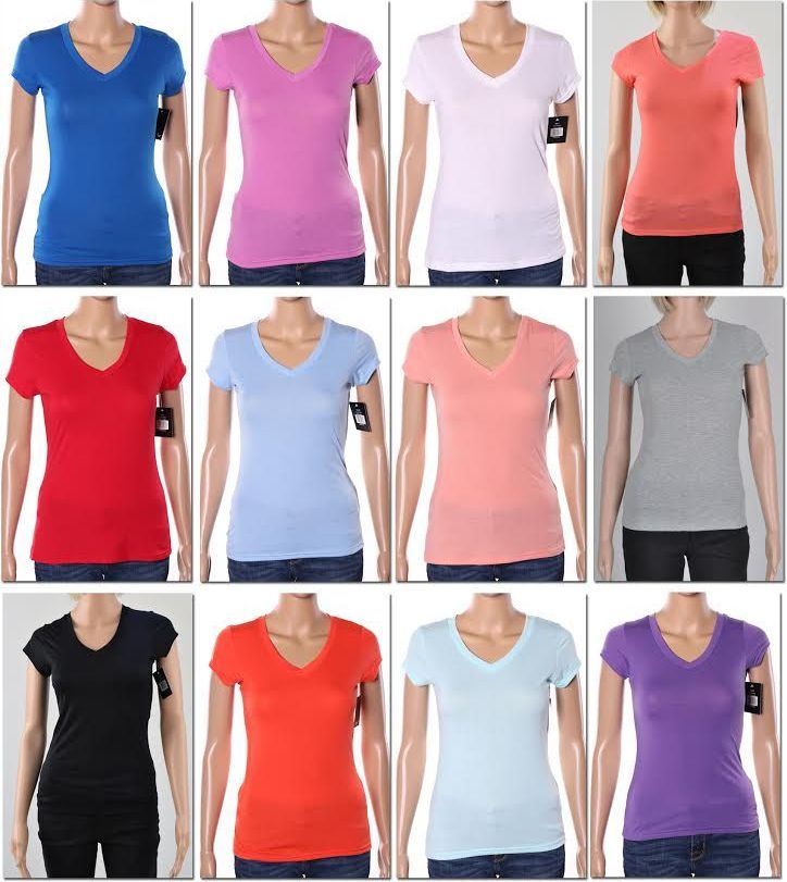 144 Wholesale Women's V Neck T-Shirt - at - wholesalesockdeals.com