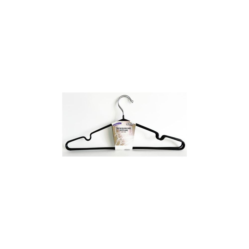 48 Wholesale Metal 3 Pack Clothes Hanger Black at