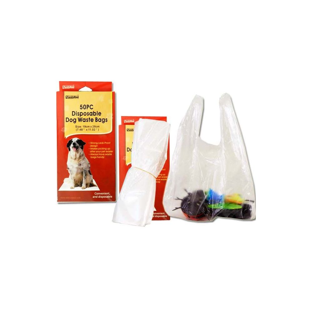 144 Wholesale Dog Poop Bags 50pc Disposable 19x28cm 1.5c at