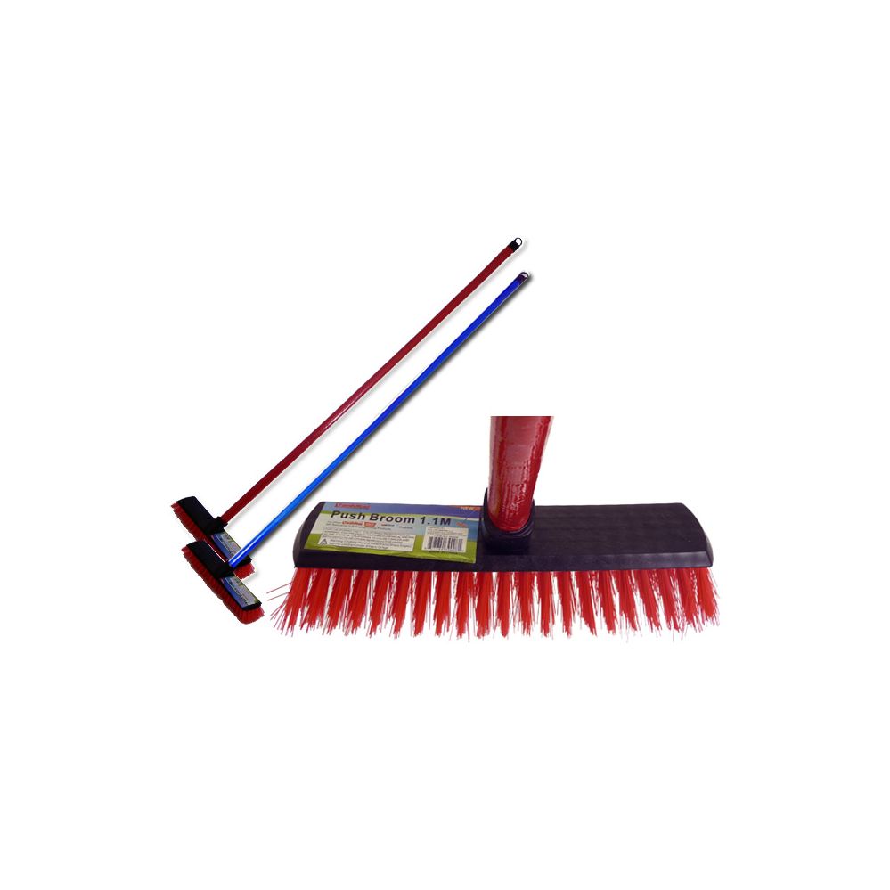 72 Wholesale Push Broom 1.1m Longred+blue Clr at