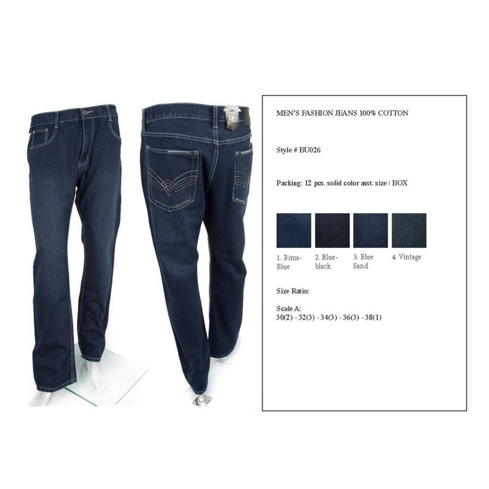 12 Wholesale Mens Fashion Jeans 100% Cotton - at - wholesalesockdeals.com