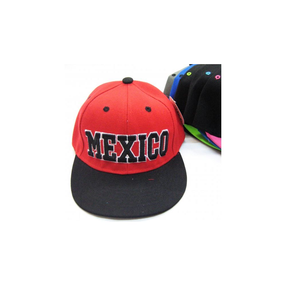 48 Wholesale Mexico Snap On Baseball Cap Assorted Colors at