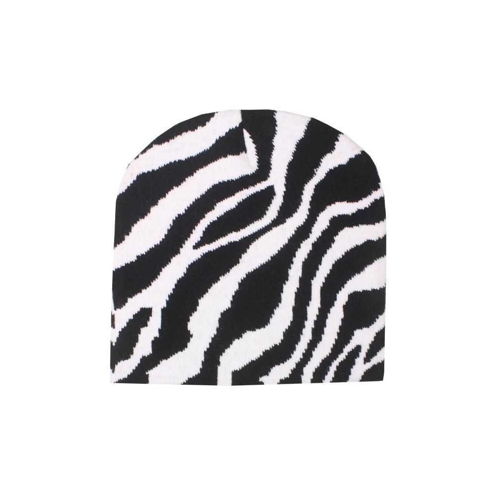 36 Wholesale Zebra Printed Beanie Hat - at - wholesalesockdeals.com