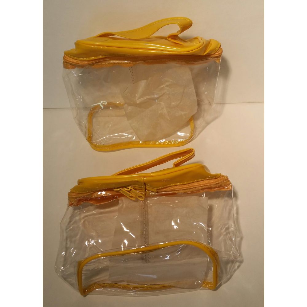 72 Wholesale 5" X 3" Yellow Zippered Clear Plastic Bag at