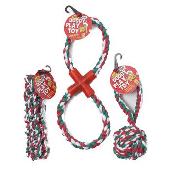 48 Wholesale Dog Toy Christmas Rope Chews 3 Assorted In Pdq - at ...