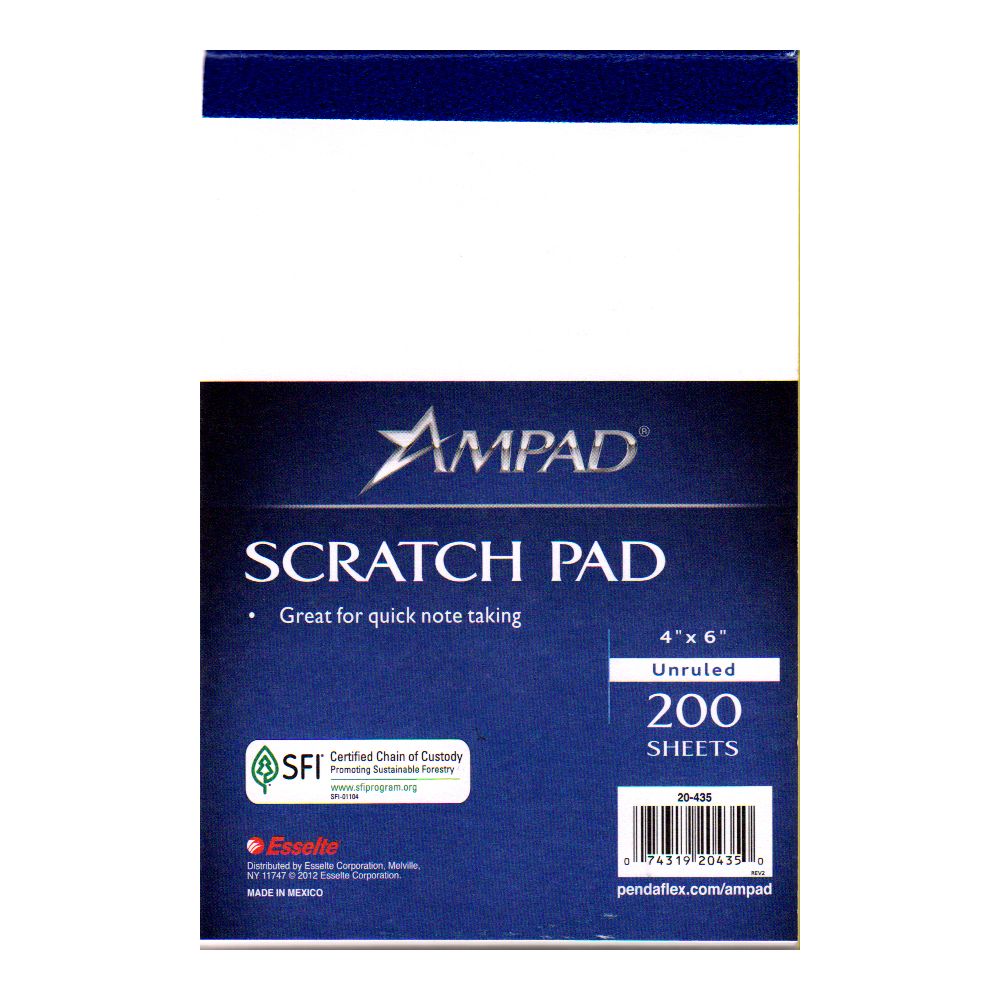 48 Wholesale Ampad Scratch Pad 4x6 200 Sheets White at