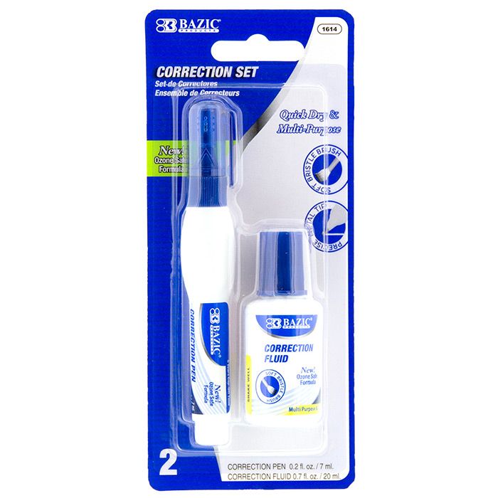 48 Wholesale Metal Tip Correction Pen & Correction Fluid (2/pack) at