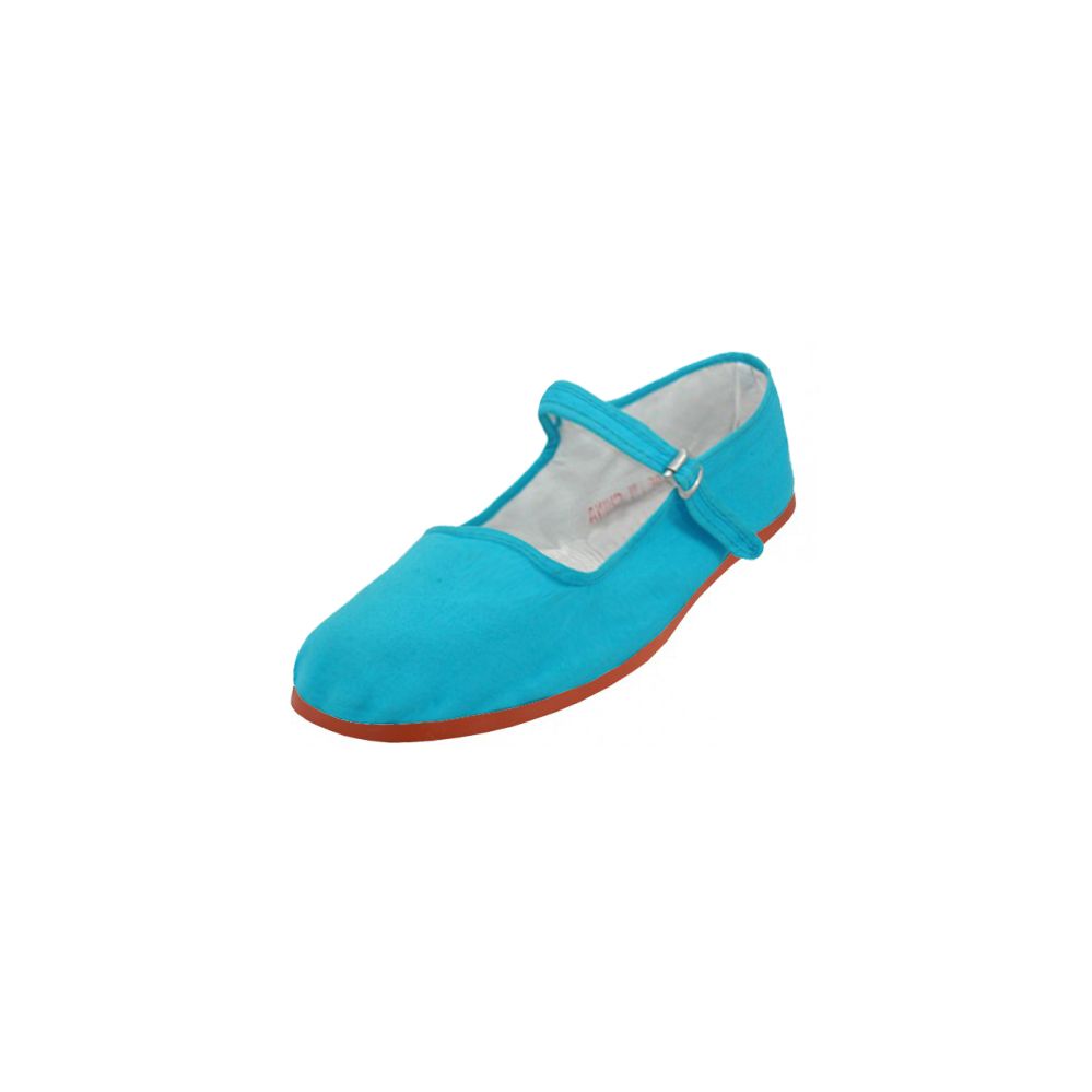 36 Wholesale Girl's Classic Cotton Mary Jane Shoes Turquoise Color Only - at 