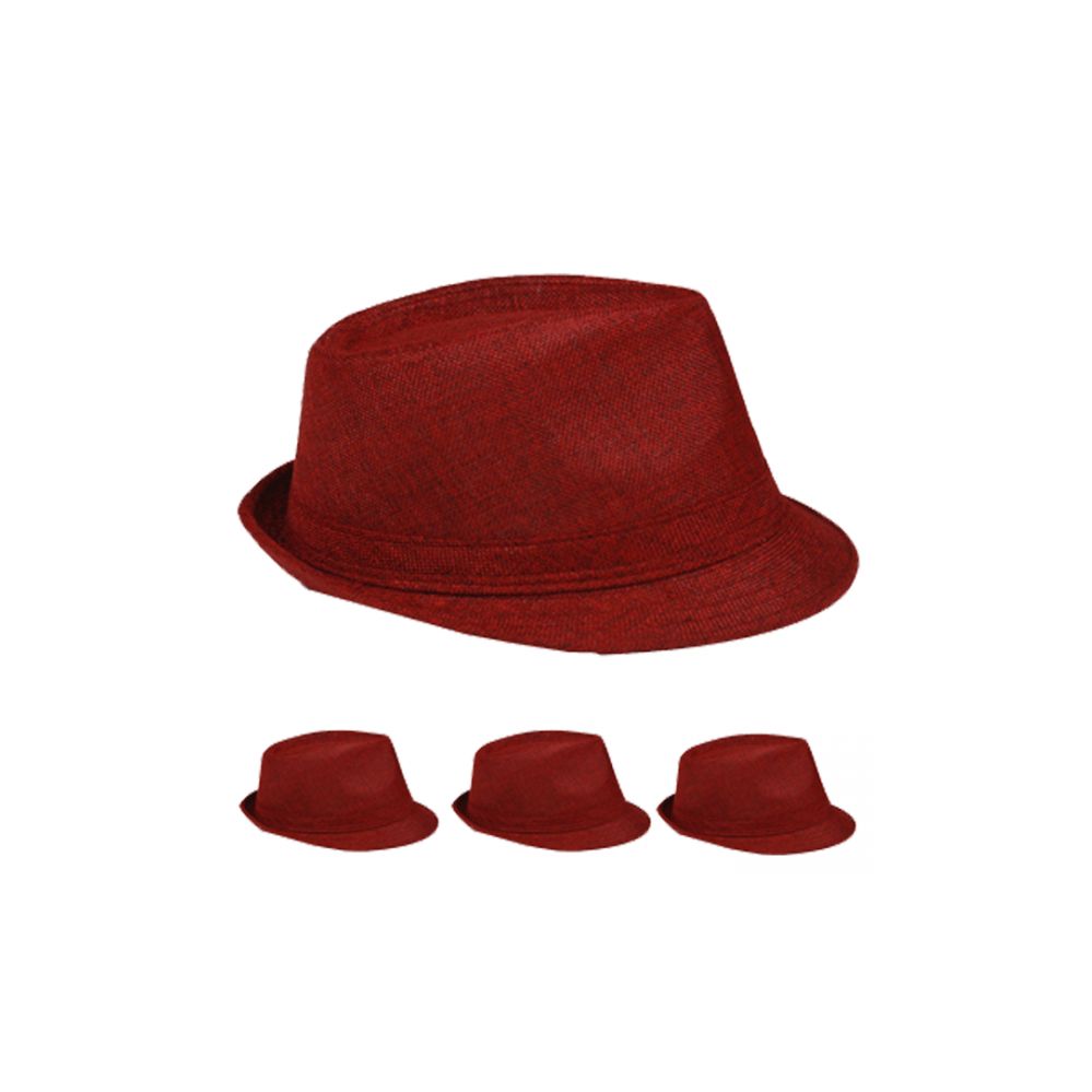 48 Wholesale Fedora Hat One Color In Maroon at