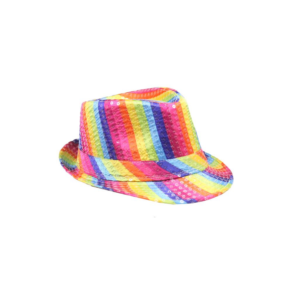 36 Wholesale Kids Rainbow Sequined Fedora Hat at