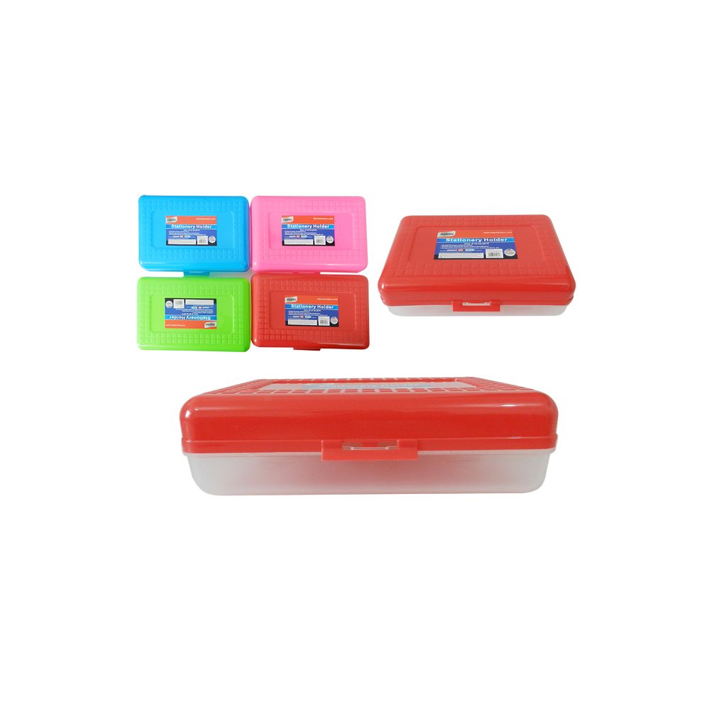 48 Wholesale Pencil Box 8x5x2.25"h Asst Colors at