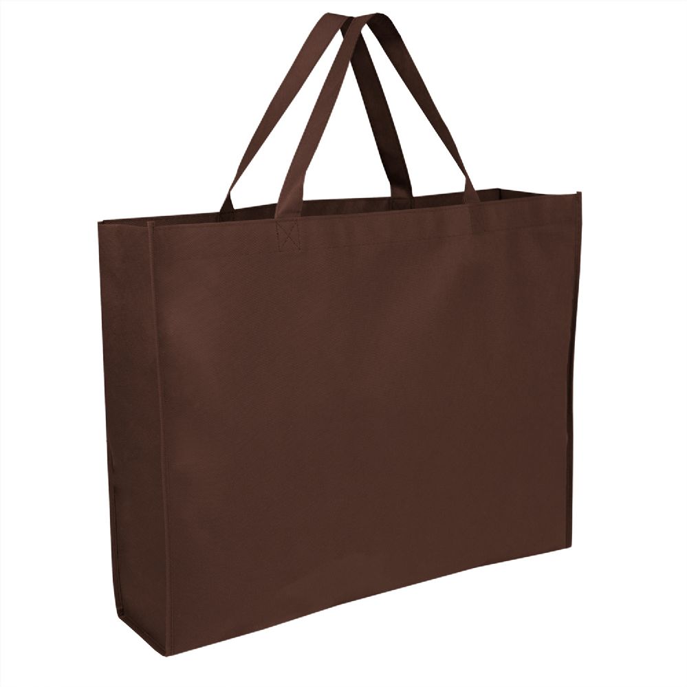 100 Wholesale 19 Inch Shopper Non Woven Tote Bag Brown Color at