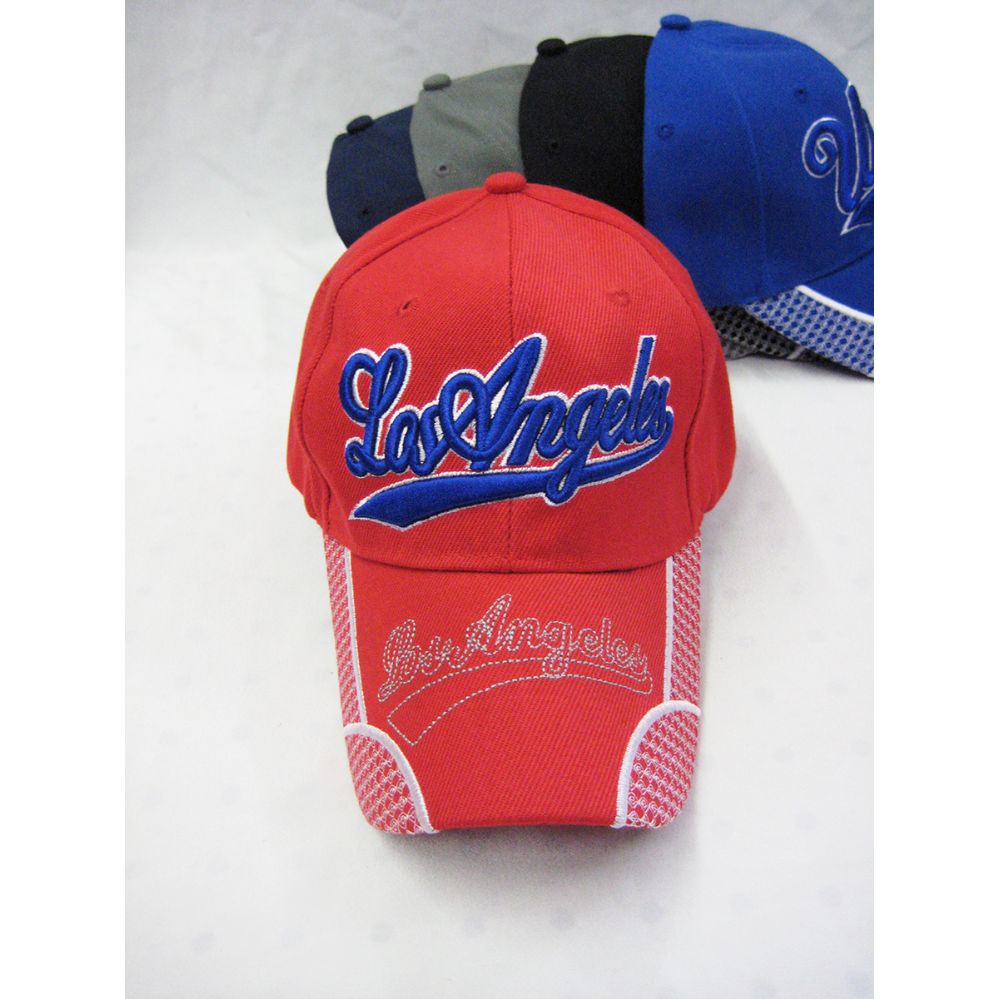 36 Wholesale "los Angeles" Base Ball Cap In Assorted Colors Red, Blue