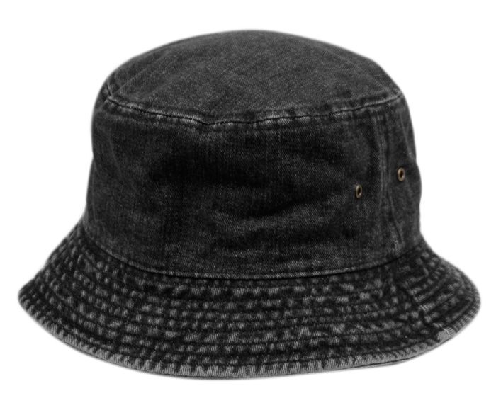 24 Wholesale DENIM BUCKET HATS IN BLACK at