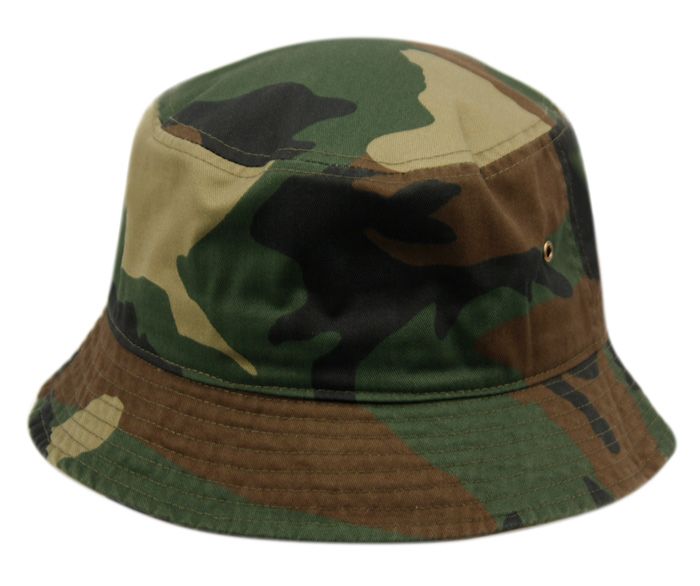12 Wholesale Plain Cotton Bucket Hats In Camo Green at