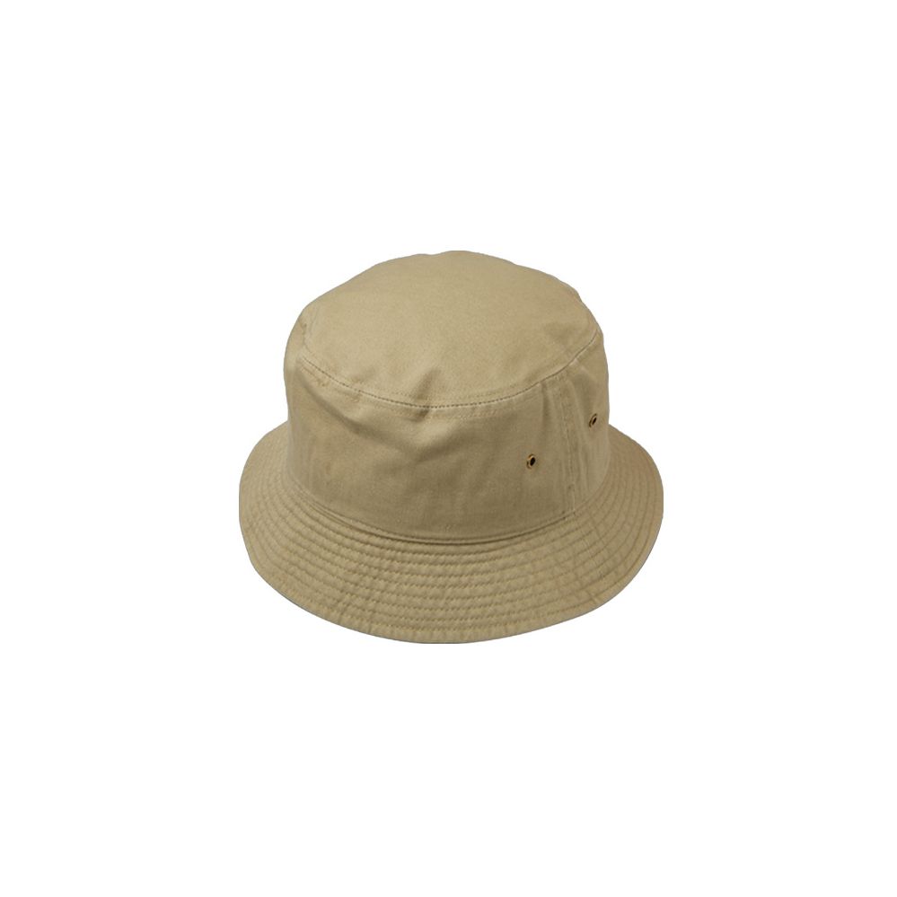 12 Wholesale Plain Cotton Bucket Hats In Khaki at