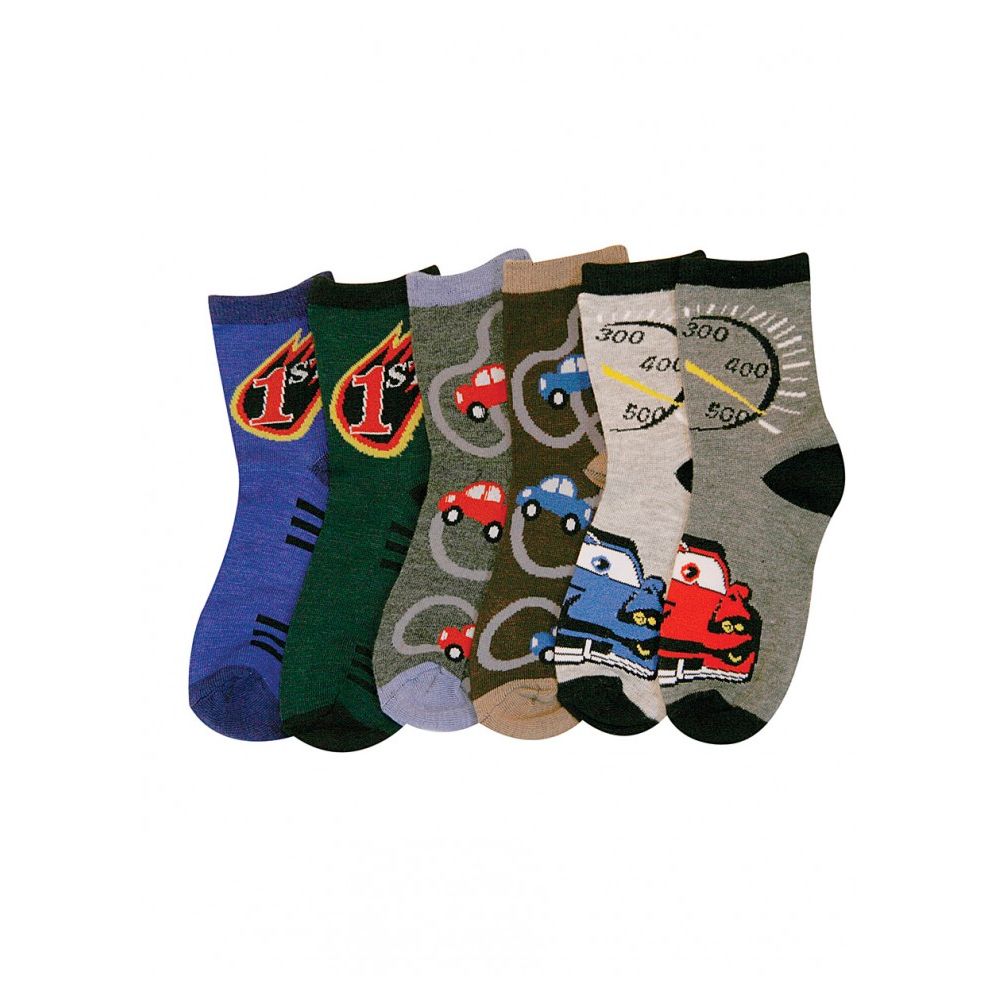 144 Wholesale Baby Boy's Car Print Crew Socks at
