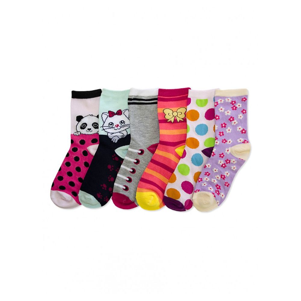 288 Wholesale Little Girls Colorful Printed Crew Socks at