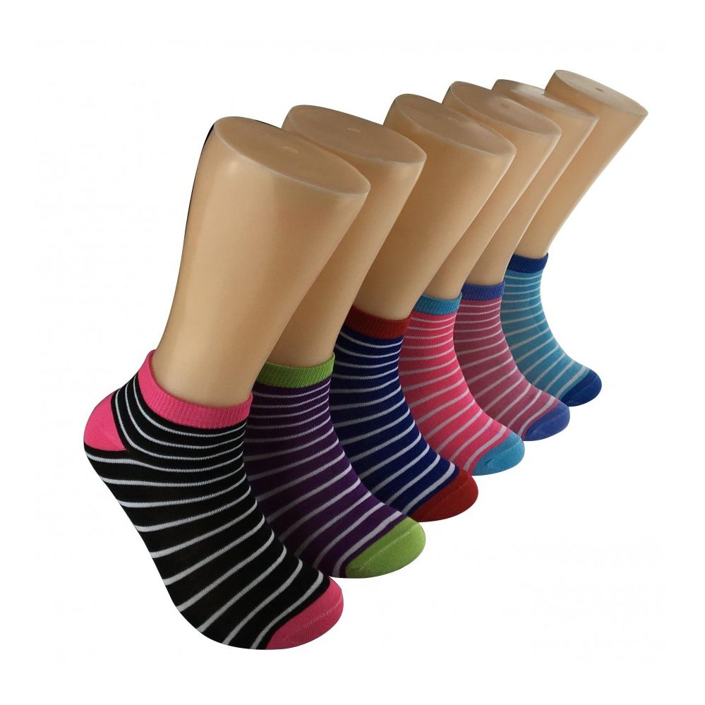 480 Wholesale Women's Thin Stripe Low Cut Ankle Socks at
