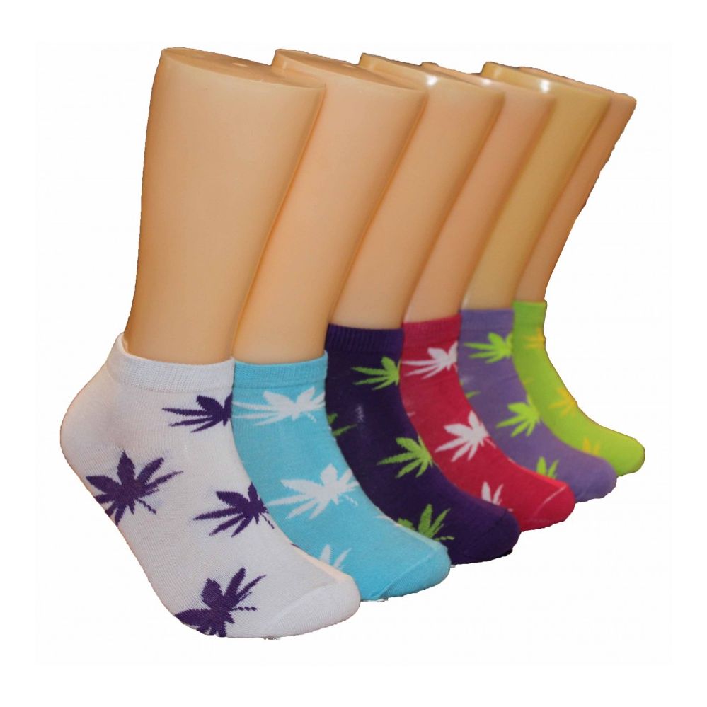 480 Wholesale Women's Marijuana Leaf Low Cut Ankle Socks at