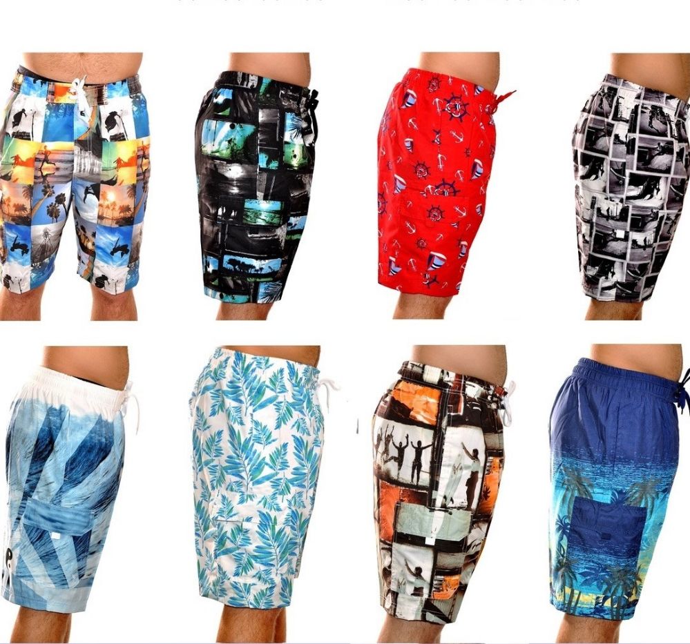48 Wholesale Men's Fashion Printed Bathing Suit at