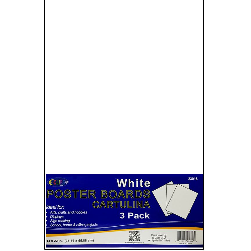 36 Wholesale Poster Board White 3 Sheets 14" X 22" at