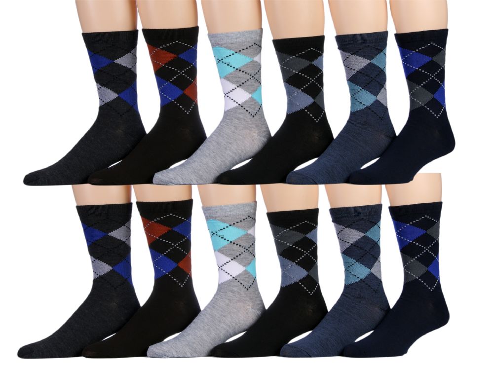 120 Wholesale Mens Classic Argyle Dress Socks at