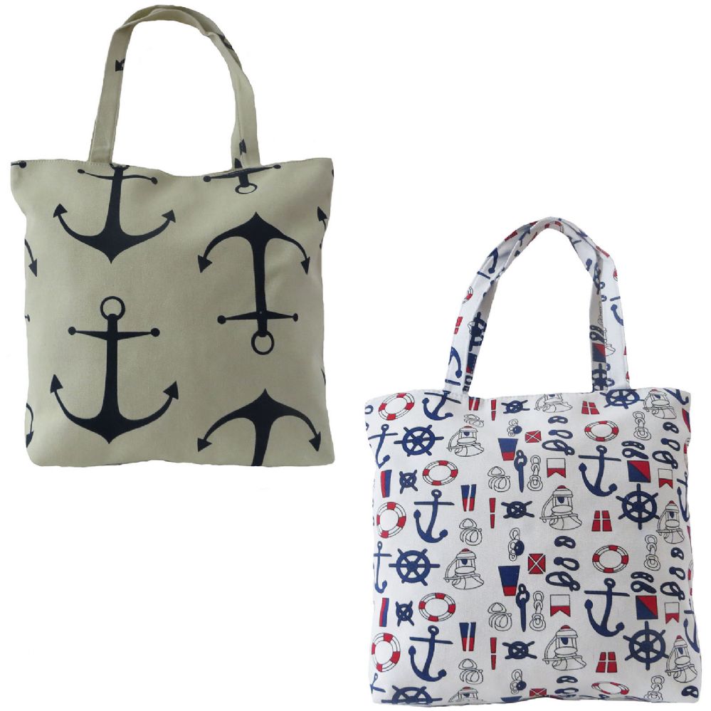 Wholesale Deal On Large Canvas Beach Bag In Nautical And Anchor Designs - at ...
