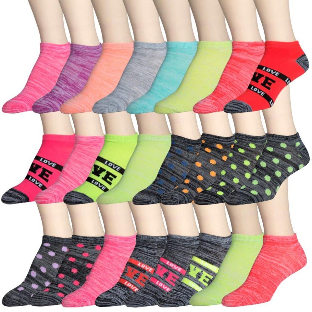 360 Wholesale Womens Printed Ankle Socks at
