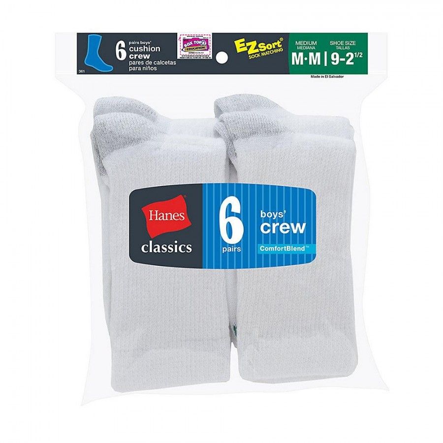 300 Wholesale Hanes Boys Crew Socks Mixed Colors And Sizes at
