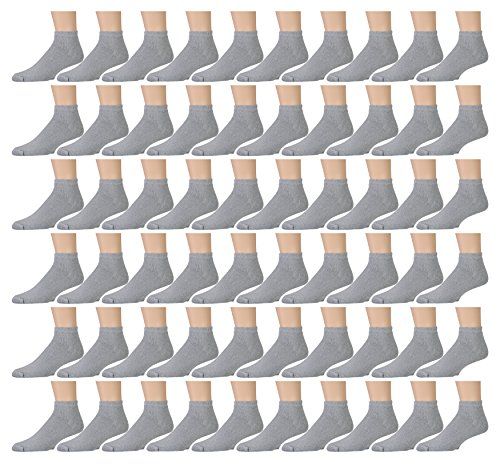 Wholesale Bulk Pack Athletic Socks for Girls and Boys SOCKSNBULK 60 Pairs of Kids Sports Ankle Socks Gray, 4-6