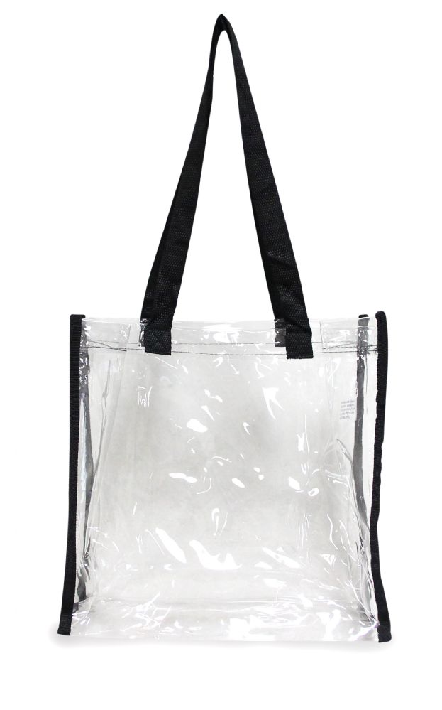 50 Wholesale Clear Tote BaG- Clear/black - at - wholesalesockdeals.com