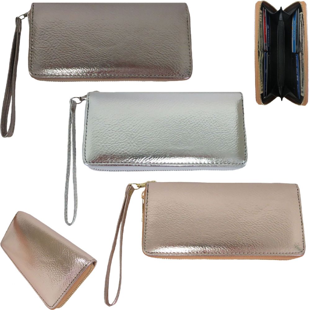 Wholesale Deal On Women&#39;s wristlet wallet in neutral metallic faux leather. - at ...