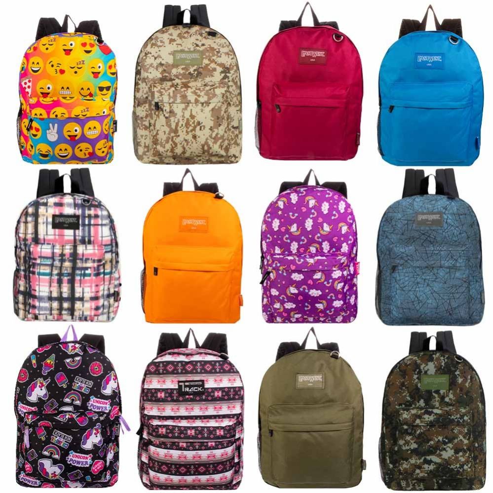 24 Wholesale 17" Kids Classic Padded Backpacks In 8 To 12 Randomly