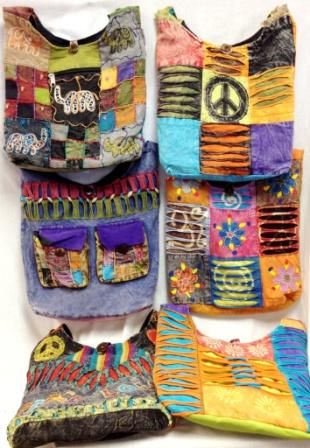 6 Wholesale Assorted Nepal Hobo Bags Tie Dye Fabric Handmade Sling - at - 0