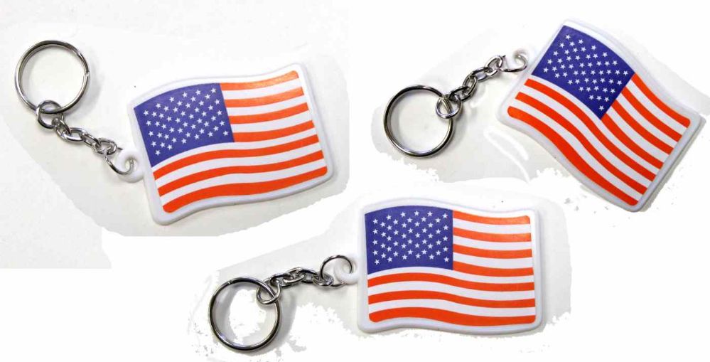 288 Wholesale 2" Plastic Us Flag Keychain, at