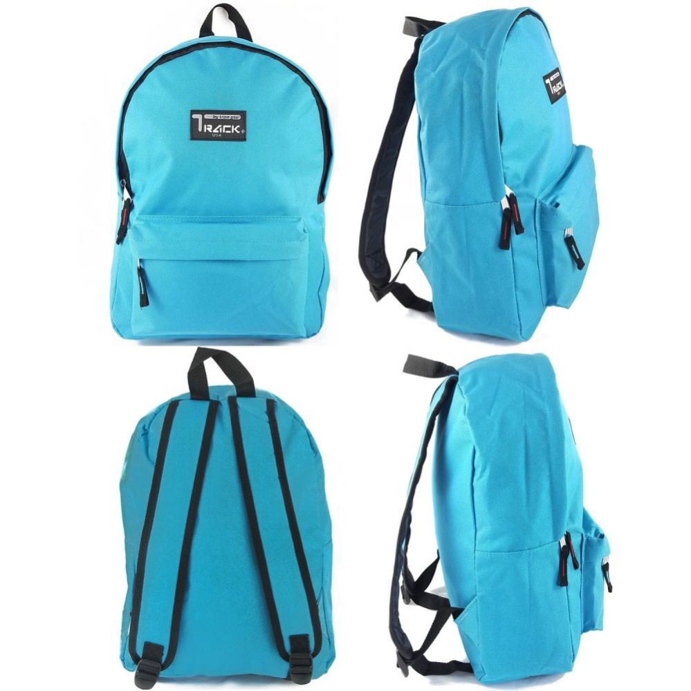 24 Wholesale 16.5" Kids Track Backpacks In Light Blue at