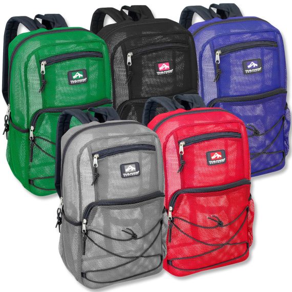 24 Wholesale Trailmaker 18 Inch Deluxe Mesh BackpackS 5 Colors at