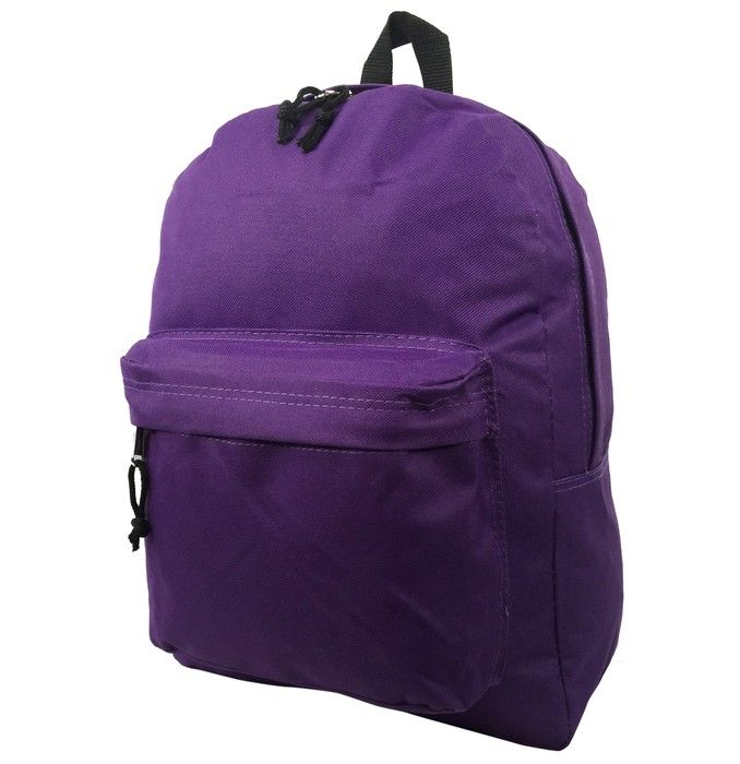 40 Wholesale 16" Simple Classic Backpack In Purple at