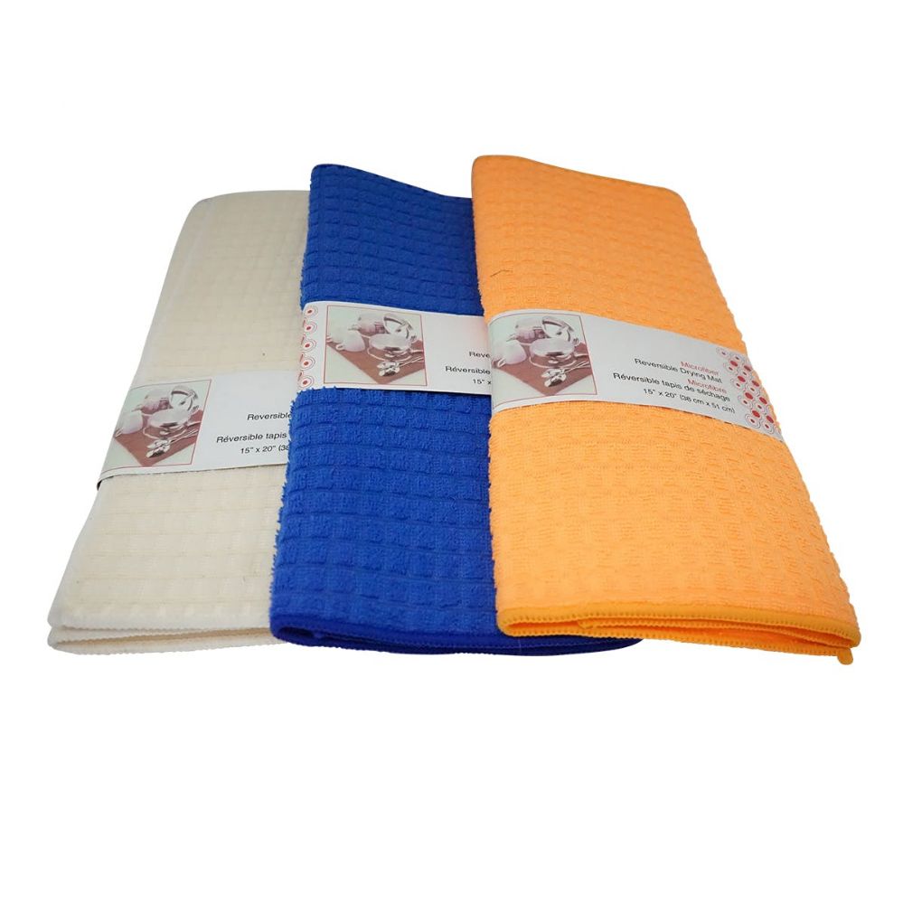 48 Wholesale Reversible Absorbent Microfiber Dish Drying Mat Pad 15" X