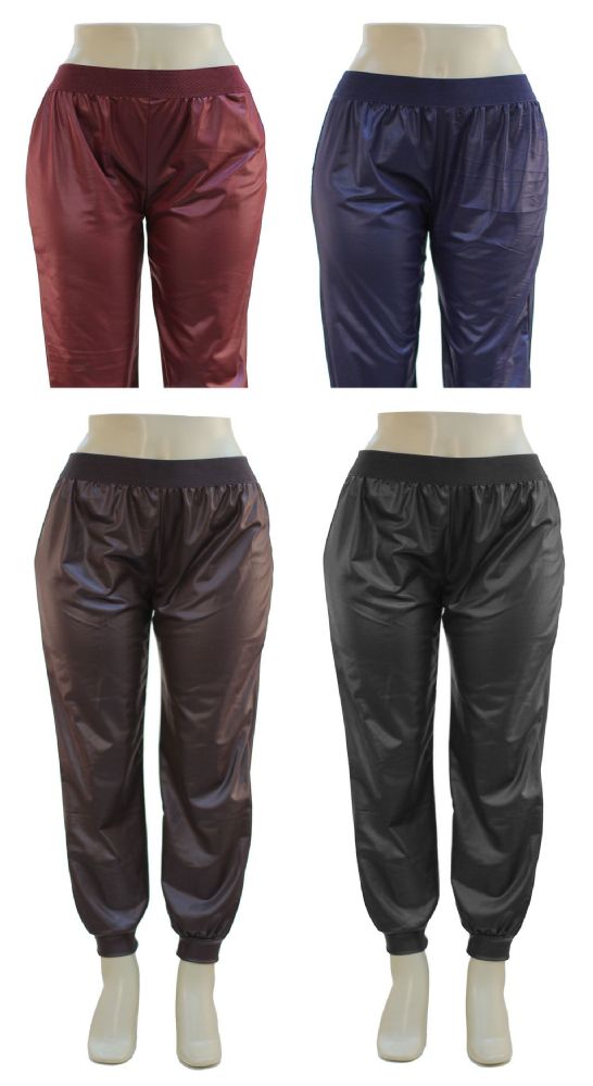 green faux leather joggers