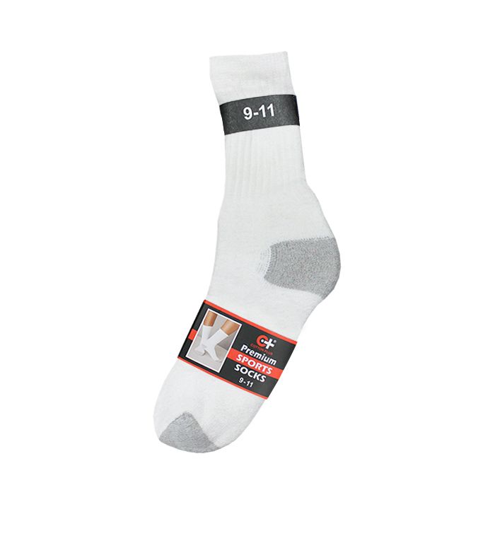 120 Wholesale Men's White With Grey Heel & Toe Sport Crew Socks , Sock