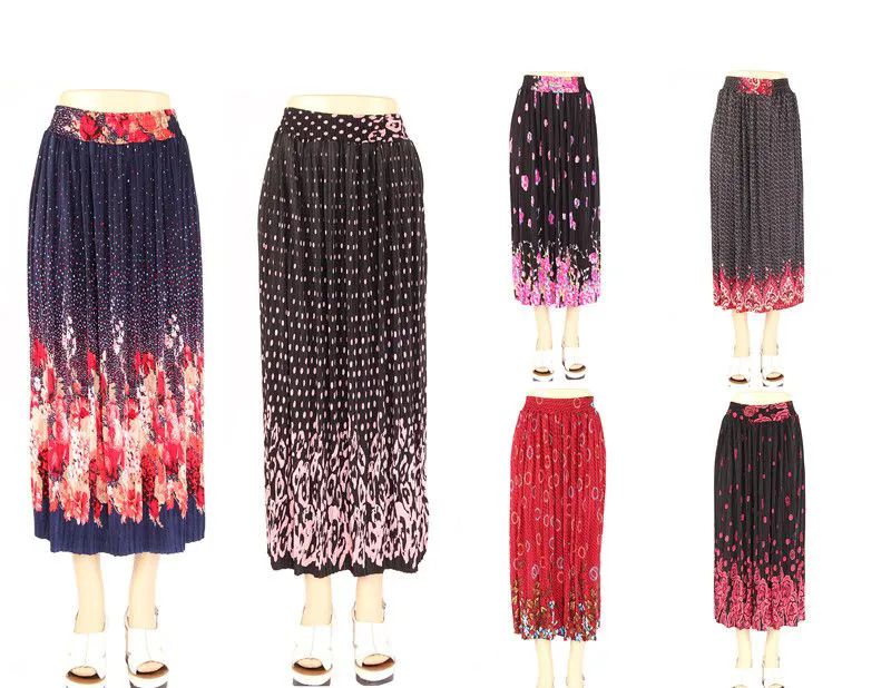 24 Wholesale Womens Fashion Assorted Color Pleated Skirts at
